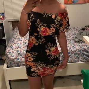 Tight flowered black dress